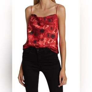 Alice + Olivia Harmon Satin Camisole in Red Floral Print NWT Size Large